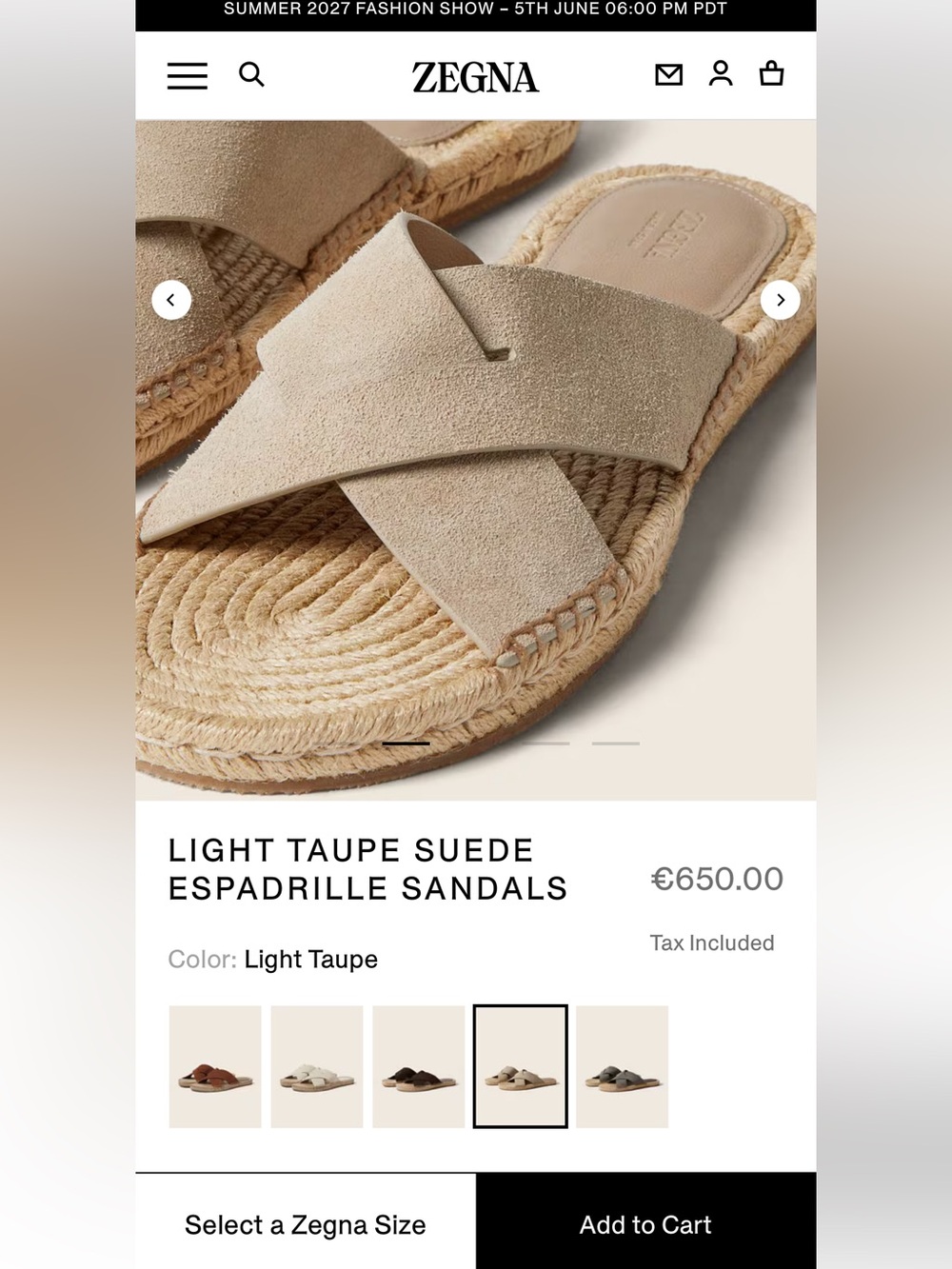 Zegna Men Suede Sandals—new w/o tags